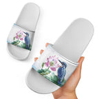 Australia Azure Kingfisher Slide Sandals Ceyx Azureus Sacred Lotus Watercolor - Aussie Hoodie