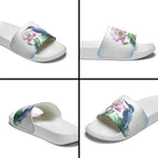 Australia Azure Kingfisher Slide Sandals Ceyx Azureus Sacred Lotus Watercolor - Aussie Hoodie