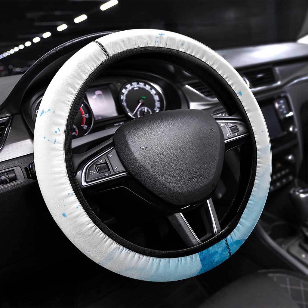Australia Azure Kingfisher Steering Wheel Cover Ceyx Azureus Sacred Lotus Watercolor - Aussie Hoodie