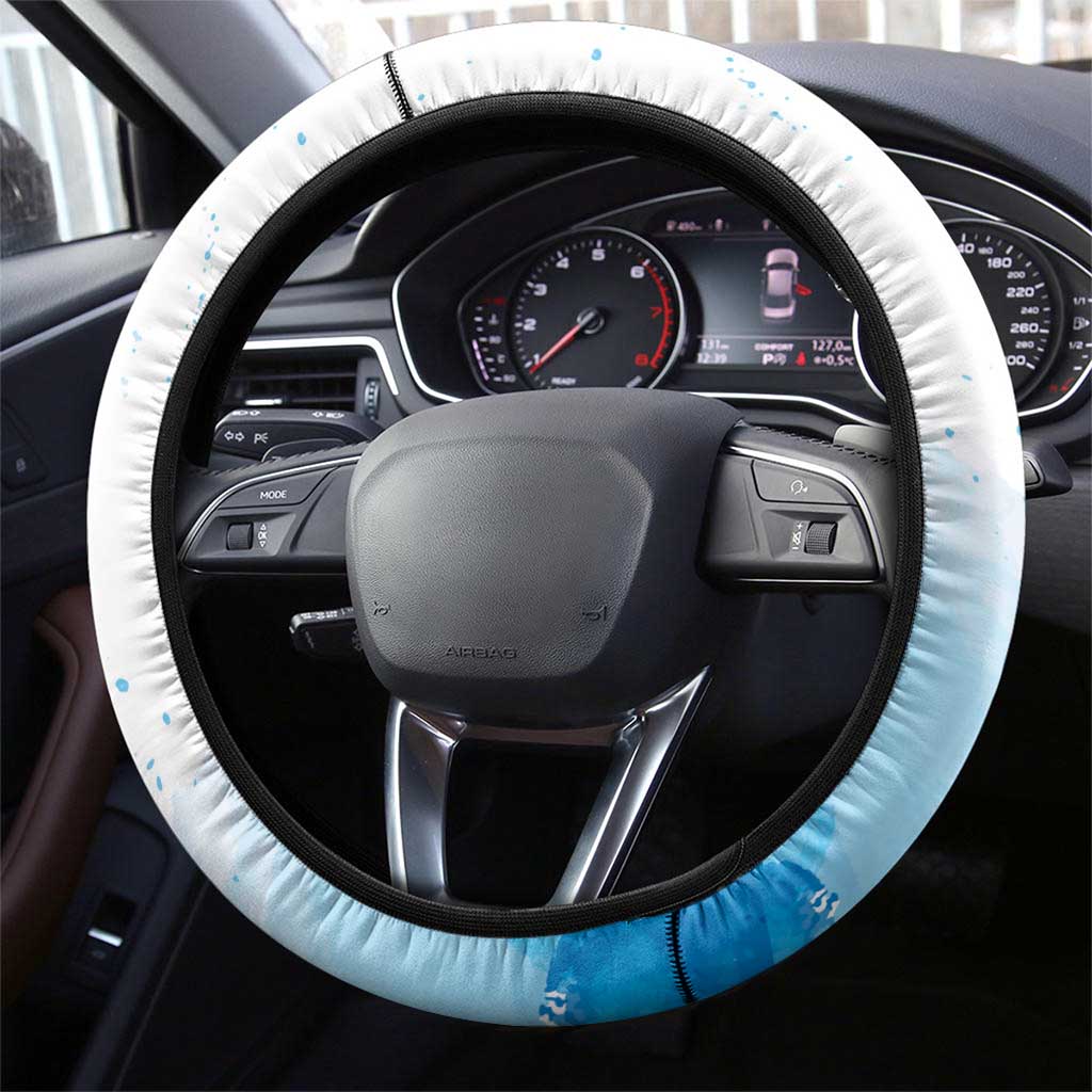 Australia Azure Kingfisher Steering Wheel Cover Ceyx Azureus Sacred Lotus Watercolor - Aussie Hoodie