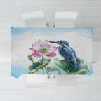 Australia Azure Kingfisher Tablecloth Ceyx Azureus Sacred Lotus Watercolor - Aussie Hoodie