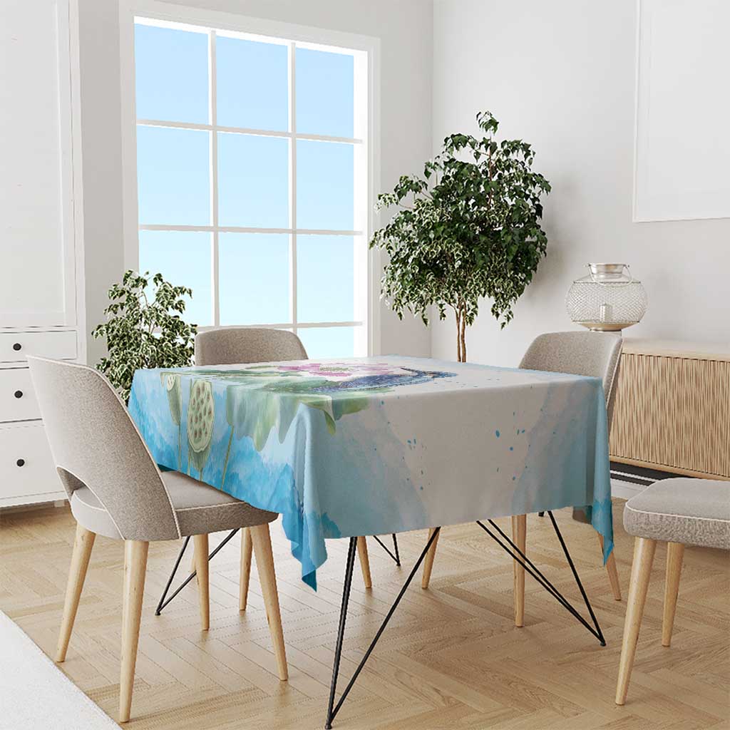 Australia Azure Kingfisher Tablecloth Ceyx Azureus Sacred Lotus Watercolor - Aussie Hoodie