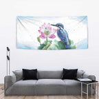 Australia Azure Kingfisher Tapestry Ceyx Azureus Sacred Lotus Watercolor - Aussie Hoodie