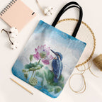 Australia Azure Kingfisher Tote Bag Ceyx Azureus Sacred Lotus Watercolor - Aussie Hoodie