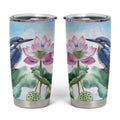 Australia Azure Kingfisher Tumbler Cup Ceyx Azureus Sacred Lotus Watercolor - Aussie Hoodie