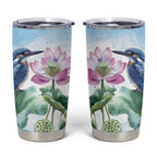 Australia Azure Kingfisher Tumbler Cup Ceyx Azureus Sacred Lotus Watercolor - Aussie Hoodie
