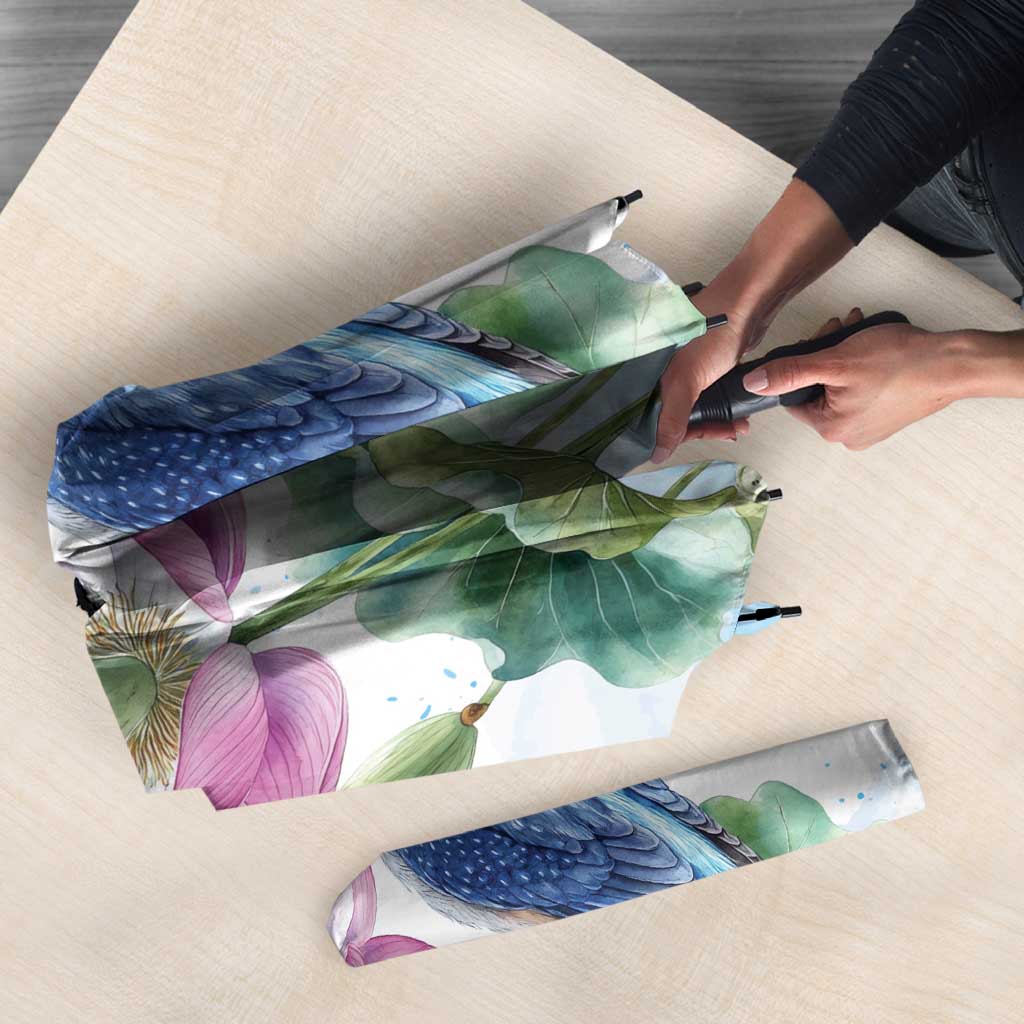 Australia Azure Kingfisher Umbrella Ceyx Azureus Sacred Lotus Watercolor - Aussie Hoodie