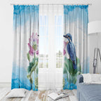 Australia Azure Kingfisher Window Curtain Ceyx Azureus Sacred Lotus Watercolor - Aussie Hoodie
