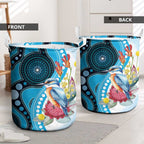 Australia Azure Kingfisher Laundry Basket Australian Native Flowers Indigenous Art - Aussie Hoodie