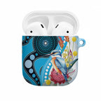 Australia Azure Kingfisher AirPods Case Australian Native Flowers Indigenous Art - Aussie Hoodie