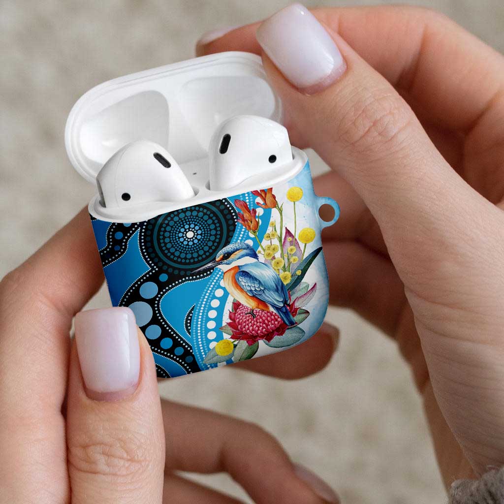 Australia Azure Kingfisher AirPods Case Australian Native Flowers Indigenous Art - Aussie Hoodie