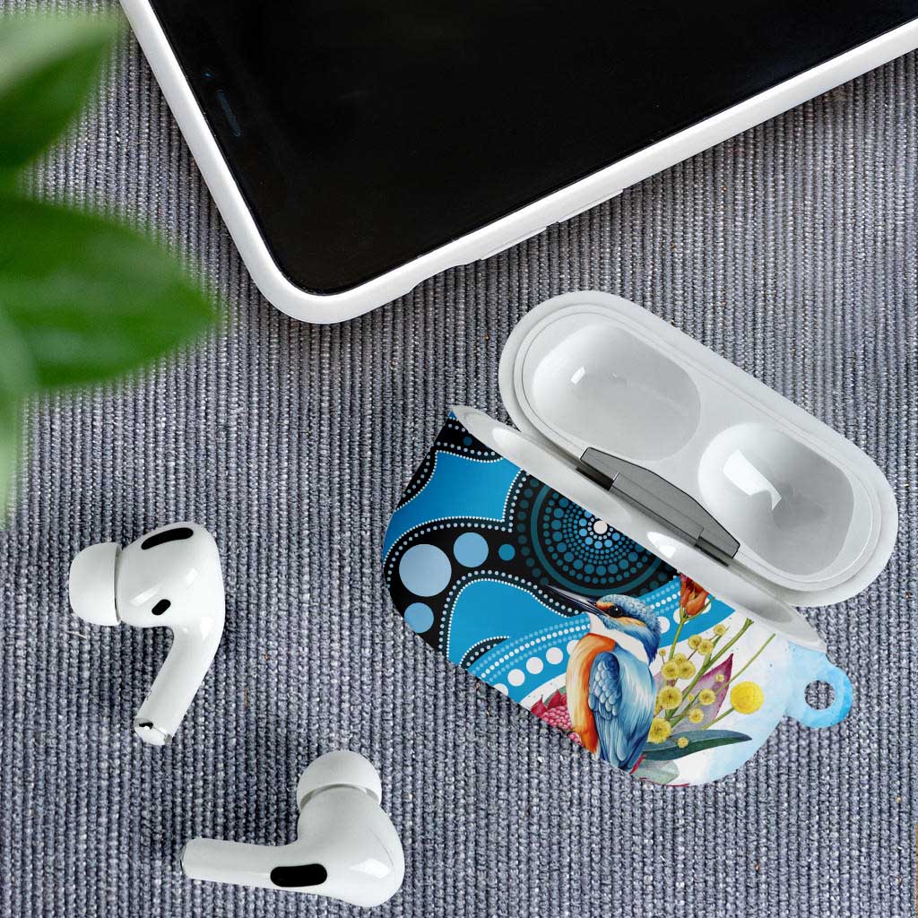 Australia Azure Kingfisher AirPods Case Australian Native Flowers Indigenous Art - Aussie Hoodie