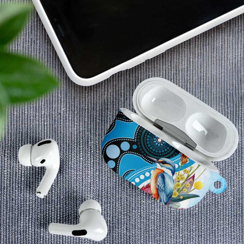 Australia Azure Kingfisher AirPods Case Australian Native Flowers Indigenous Art - Aussie Hoodie