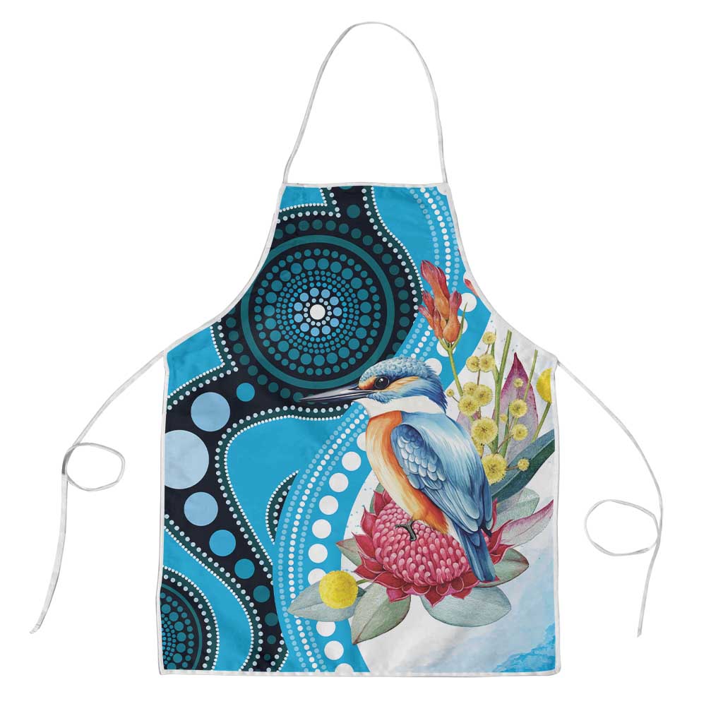 Australia Azure Kingfisher Apron Australian Native Flowers Indigenous Art - Aussie Hoodie