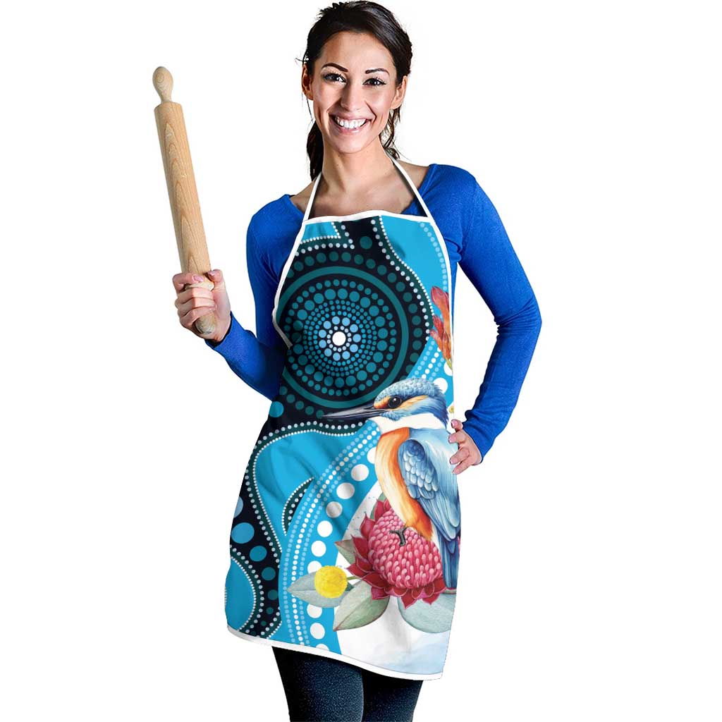 Australia Azure Kingfisher Apron Australian Native Flowers Indigenous Art - Aussie Hoodie