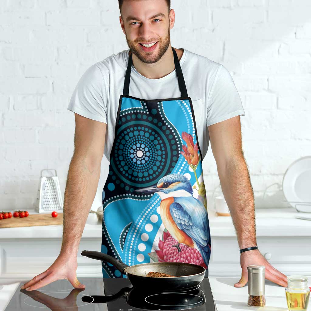 Australia Azure Kingfisher Apron Australian Native Flowers Indigenous Art - Aussie Hoodie
