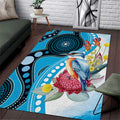 Australia Azure Kingfisher Area Rug Australian Native Flowers Indigenous Art - Aussie Hoodie