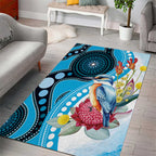 Australia Azure Kingfisher Area Rug Australian Native Flowers Indigenous Art - Aussie Hoodie