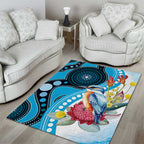 Australia Azure Kingfisher Area Rug Australian Native Flowers Indigenous Art - Aussie Hoodie