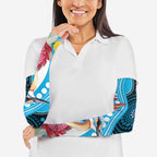 Australia Azure Kingfisher Arm Sleeves Australian Native Flowers Indigenous Art - Aussie Hoodie