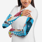 Australia Azure Kingfisher Arm Sleeves Australian Native Flowers Indigenous Art - Aussie Hoodie