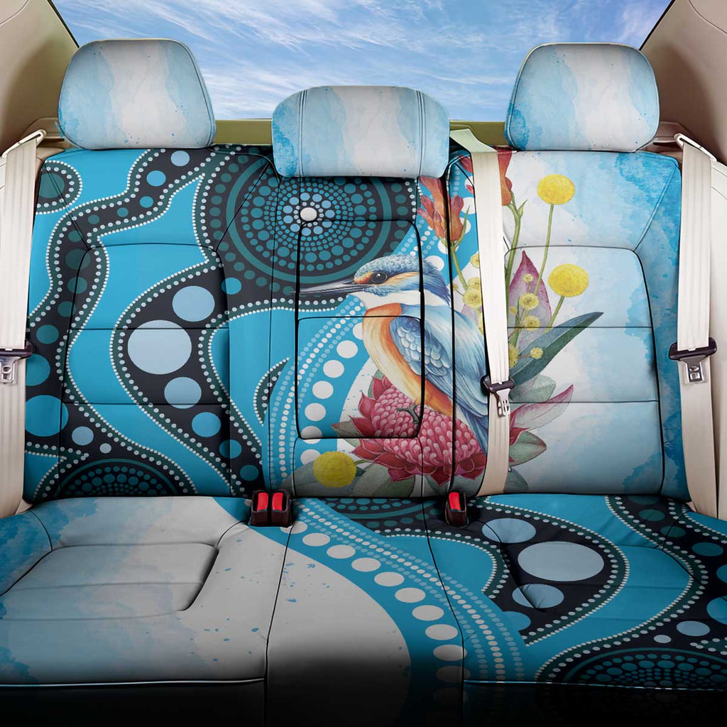 Australia Azure Kingfisher Back Car Seat Cover Australian Native Flowers Indigenous Art - Aussie Hoodie