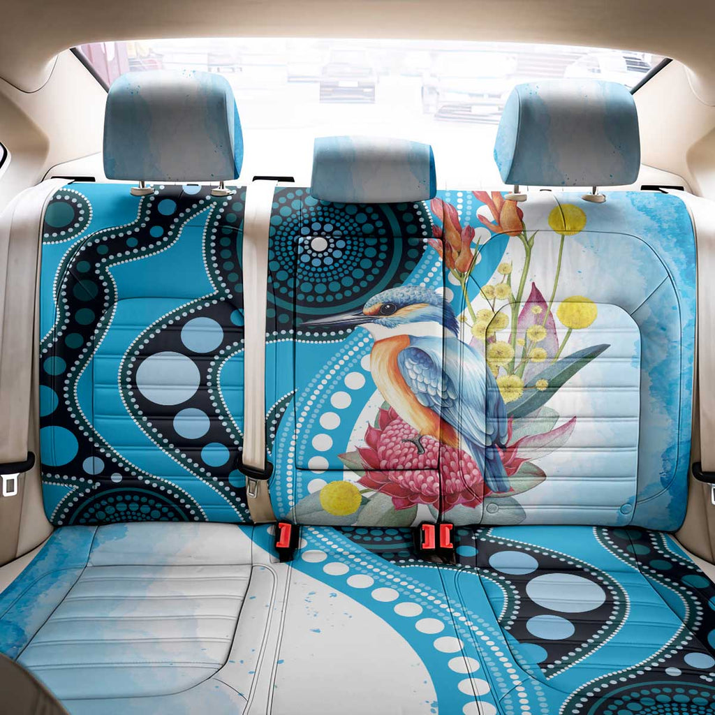 Australia Azure Kingfisher Back Car Seat Cover Australian Native Flowers Indigenous Art - Aussie Hoodie