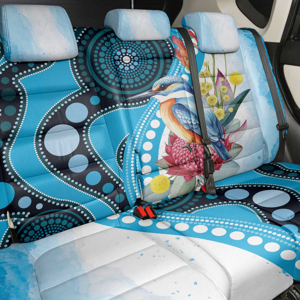 Australia Azure Kingfisher Back Car Seat Cover Australian Native Flowers Indigenous Art - Aussie Hoodie