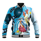 Australia Azure Kingfisher Baseball Jacket Australian Native Flowers Indigenous Art - Aussie Hoodie