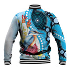Australia Azure Kingfisher Baseball Jacket Australian Native Flowers Indigenous Art - Aussie Hoodie