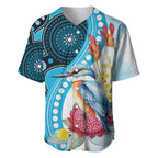 Australia Azure Kingfisher Baseball Jersey Australian Native Flowers Indigenous Art - Aussie Hoodie