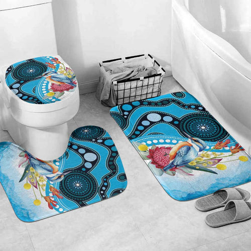 Australia Azure Kingfisher Bathroom Set Australian Native Flowers Indigenous Art - Aussie Hoodie