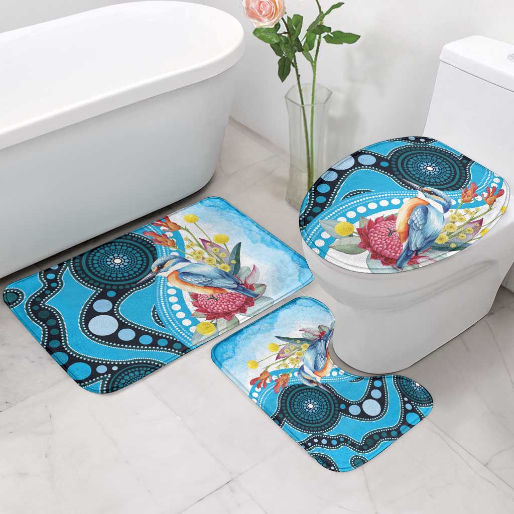 Australia Azure Kingfisher Bathroom Set Australian Native Flowers Indigenous Art - Aussie Hoodie