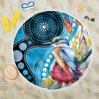 Australia Azure Kingfisher Beach Blanket Australian Native Flowers Indigenous Art - Aussie Hoodie