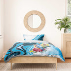 Australia Azure Kingfisher Bedding Set Australian Native Flowers Indigenous Art - Aussie Hoodie