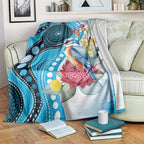 Australia Azure Kingfisher Blanket Australian Native Flowers Indigenous Art - Aussie Hoodie