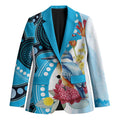 Australia Azure Kingfisher Blazer Australian Native Flowers Indigenous Art - Aussie Hoodie