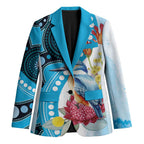 Australia Azure Kingfisher Blazer Australian Native Flowers Indigenous Art - Aussie Hoodie