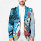 Australia Azure Kingfisher Blazer Australian Native Flowers Indigenous Art - Aussie Hoodie
