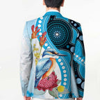 Australia Azure Kingfisher Blazer Australian Native Flowers Indigenous Art - Aussie Hoodie