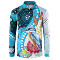 Australia Azure Kingfisher Button Sweatshirt Australian Native Flowers Indigenous Art - Aussie Hoodie