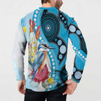Australia Azure Kingfisher Button Sweatshirt Australian Native Flowers Indigenous Art - Aussie Hoodie
