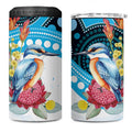 Australia Azure Kingfisher 4 in 1 Can Cooler Tumbler Australian Native Flowers Indigenous Art - Aussie Hoodie