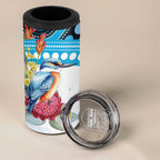 Australia Azure Kingfisher 4 in 1 Can Cooler Tumbler Australian Native Flowers Indigenous Art - Aussie Hoodie