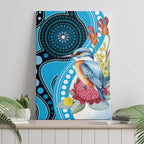 Australia Azure Kingfisher Canvas Wall Art Australian Native Flowers Indigenous Art - Aussie Hoodie