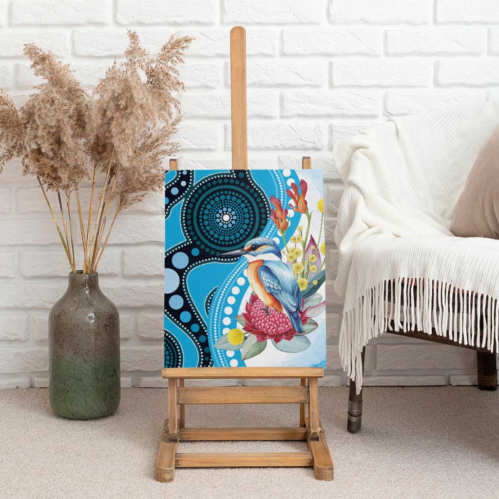 Australia Azure Kingfisher Canvas Wall Art Australian Native Flowers Indigenous Art - Aussie Hoodie