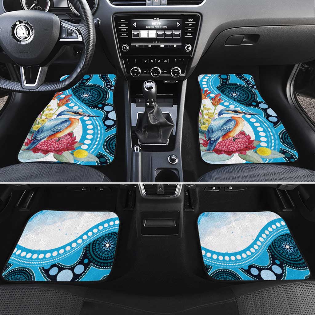 Australia Azure Kingfisher Car Mats Australian Native Flowers Indigenous Art - Aussie Hoodie