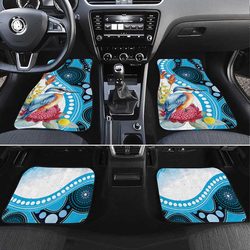 Australia Azure Kingfisher Car Mats Australian Native Flowers Indigenous Art - Aussie Hoodie