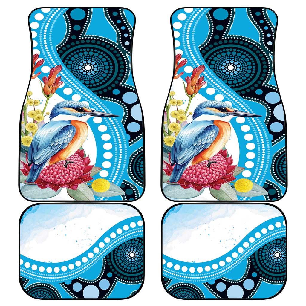 Australia Azure Kingfisher Car Mats Australian Native Flowers Indigenous Art - Aussie Hoodie