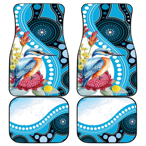 Australia Azure Kingfisher Car Mats Australian Native Flowers Indigenous Art - Aussie Hoodie